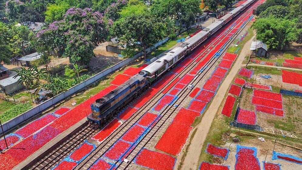 রেললাইনের ধারে ‘লালগালিচা’